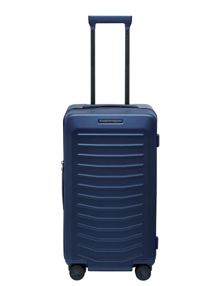 Valise Porsche Design Roadster Hardcase Trunk S Bleu Mat, poignée télescopique déployée