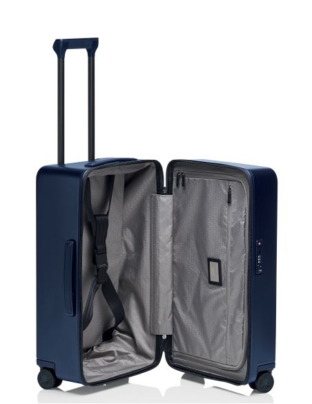 Intérieur de la valise Porsche Design Roadster Hardcase Trunk S Bleu Mat, séparation et sangles