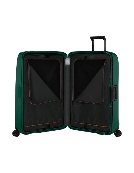 Valise 4 roues 81 cm Samsonite Essens Alpine Green, intérieur ouvert et compartiments de rangement