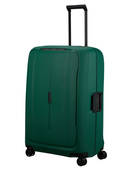 Valise 4 roues 81 cm Samsonite Essens Alpine Green, vue de trois quarts avec poignée télescopique déployée
