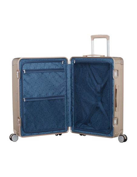 Intérieur de la valise American Tourister Soundbox Alu 68 cm Bronze, compartiments et panneaux de rangement