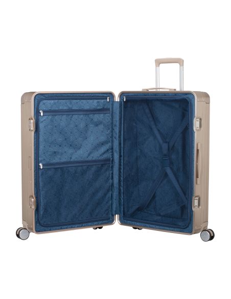 Intérieur de la valise American Tourister Soundbox Alu 77 cm Bronze, compartiments et panneaux de rangement