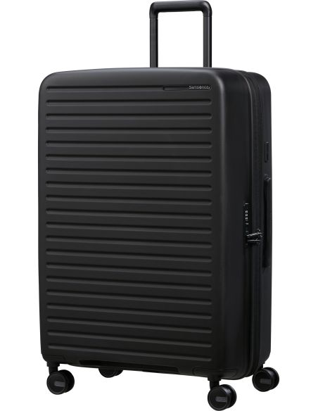 Valise Samsonite Restackd 75 cm Noir, vue de trois quarts