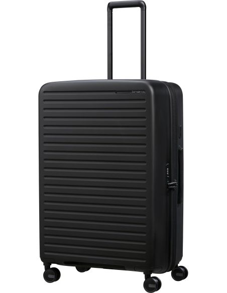 Valise Samsonite Restackd 75 cm Noir, poignée télescopique déployée