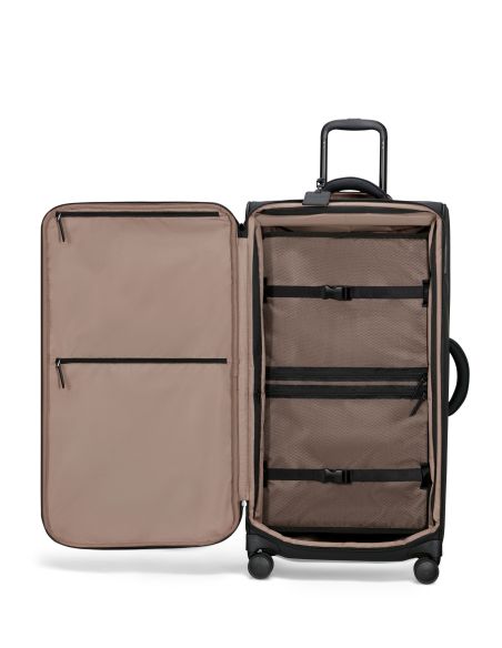 Valise Trunk 79 cm Lipault Lost in Berlin Noir, intérieur ouvert et sangles
