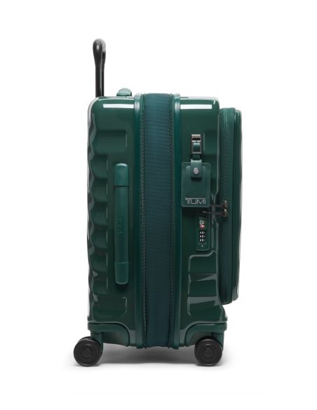 Valise cabine extensible 55 cm TUMI 19 Degree Front Access Deep Pine, vue de profil avec fermeture et serrure