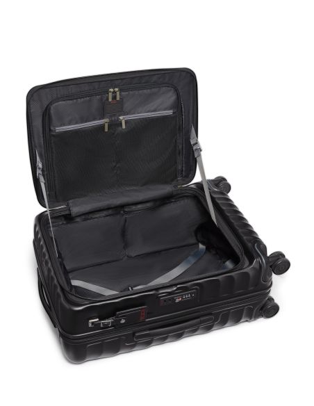 Valise soute extensible 66 cm TUMI 19 Degree Front Access Black Texture, compartiment ouvert avec sangles et poches filet