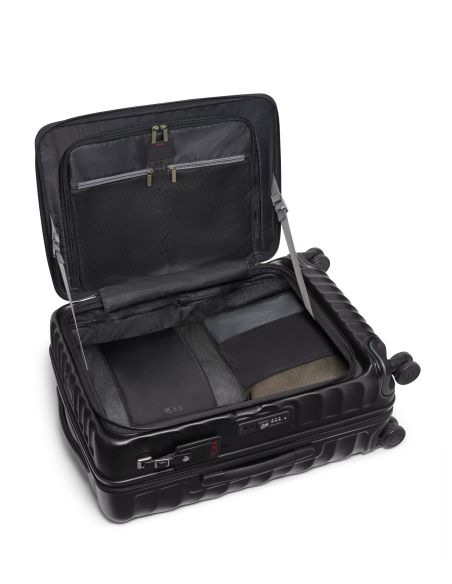 Valise soute extensible 66 cm TUMI 19 Degree Front Access Black Texture, intérieur ouvert avec panneau de séparation