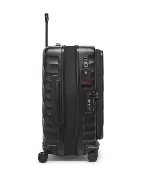 Valise soute extensible 66 cm TUMI 19 Degree Front Access Black Texture, vue de profil avec fermeture et serrure