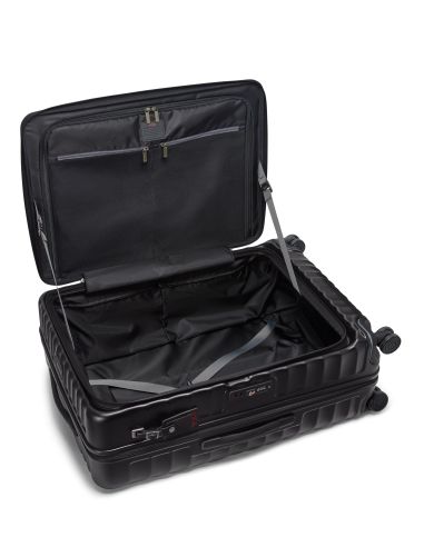 Valise soute extensible 76 cm TUMI 19 Degree Front Access Black Texture, compartiment ouvert avec sangles et poches filet