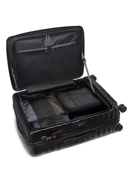 Valise soute extensible 76 cm TUMI 19 Degree Front Access Black Texture, intérieur ouvert avec panneau de séparation