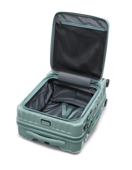 Valise cabine large extensible 55 cm TUMI 19 Degree Front Access Thyme, compartiment principal ouvert et sangles