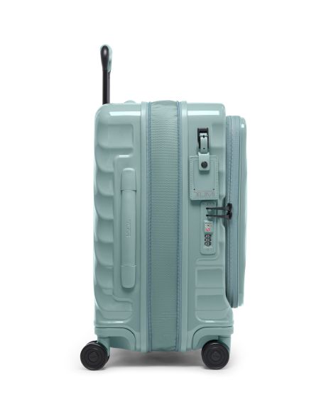 Valise cabine large extensible 55 cm TUMI 19 Degree Front Access Thyme, vue de profil avec fermeture et serrure
