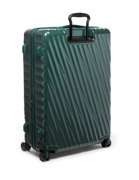 Valise soute extensible 76 cm TUMI 19 Degree Front Access Deep Pine, vue arrière de trois quarts avec poignée déployée