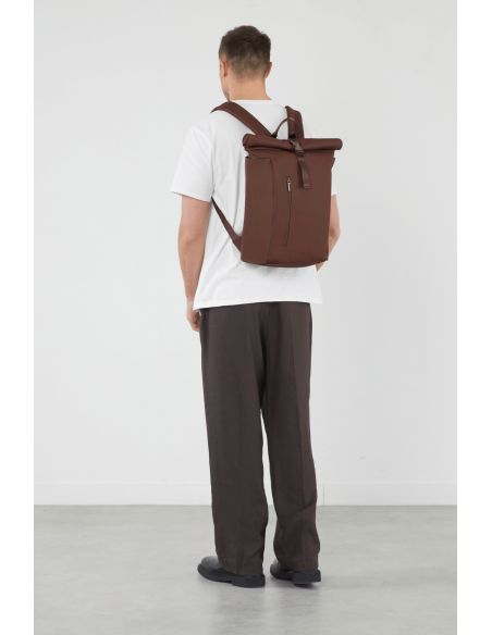 Sac à dos Rolltop Lipault Lost in Berlin Spiced Mocha, sac porté sur le dos