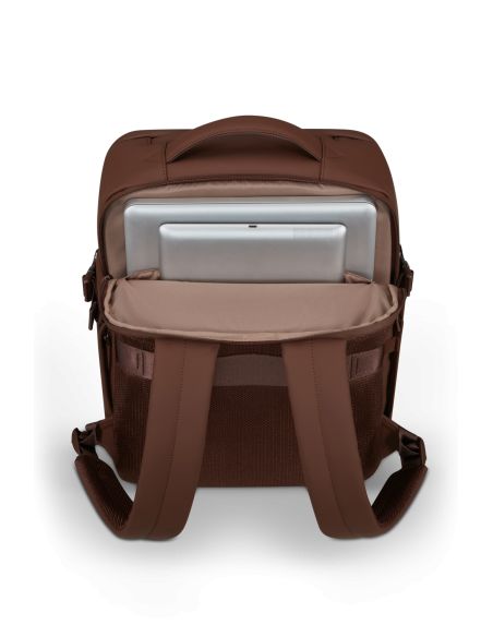Sac à dos Pro 16 pouces Lipault Lost in Berlin Spiced Mocha, compartiment ordinateur ouvert