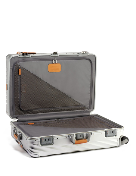 Valise soute Extended Trip 77,5 cm TUMI 19 Degree Aluminium texturé Texture Silver, intérieur ouvert avec séparateur zippé