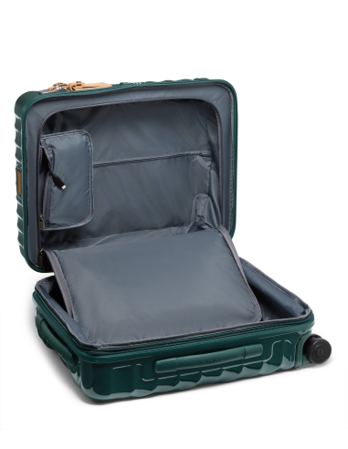 Valise cabine large extensible Continental 55 cm TUMI 19 Degree Hunter Green, intérieur avec compartiments ouverts