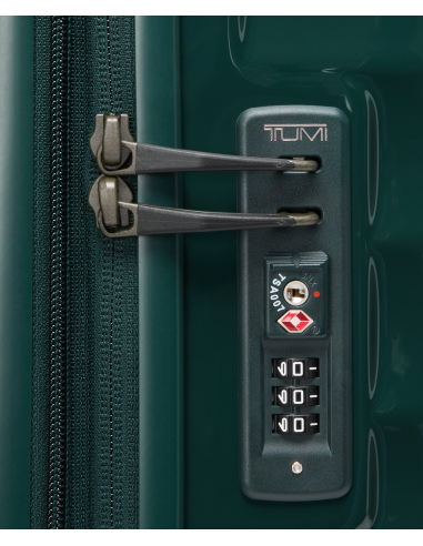 Valise cabine large extensible Continental 55 cm TUMI 19 Degree Hunter Green, détail de la serrure TSA