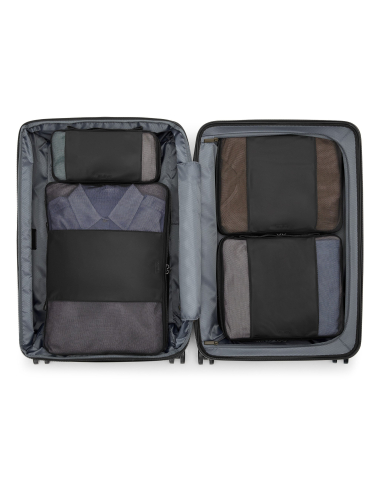 Valise soute extensible Medium 66 cm TUMI 19 Degree Thyme, intérieur avec accessoires de rangement présentés