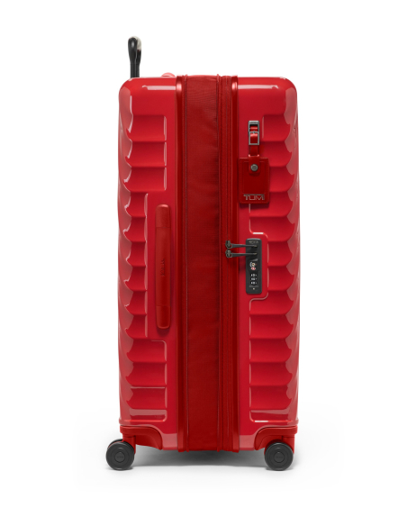 Valise soute extensible Large 76 cm TUMI 19 Degree Red, vue de profil et fermeture zippée
