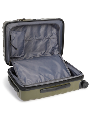 Valise cabine extensible International 55 cm TUMI 19 Degree Texture Olive Texture, intérieur avec compartiments ouverts