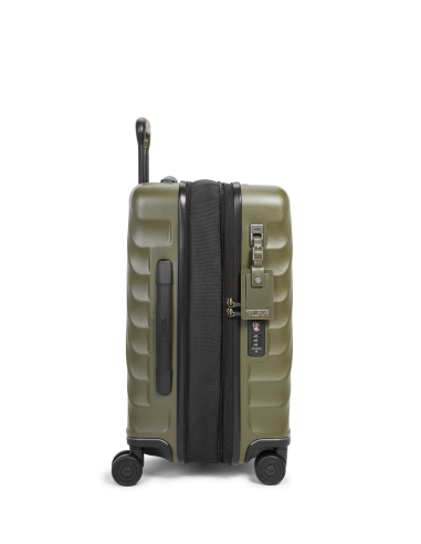 Valise cabine extensible International 55 cm TUMI 19 Degree Texture Olive Texture, vue de profil et fermeture zippée