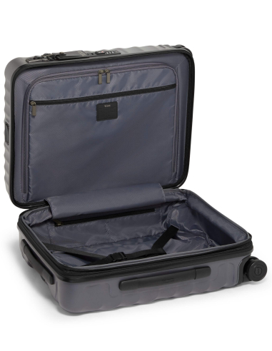 Valise cabine large extensible Continental 55 cm TUMI 19 Degree Texture Grey Texture, intérieur ouvert avec séparateur zippé