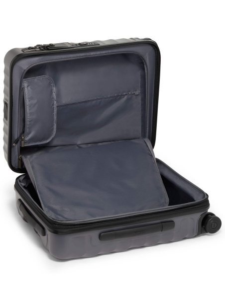Valise cabine large extensible Continental 55 cm TUMI 19 Degree Texture Grey Texture, intérieur avec compartiments ouverts