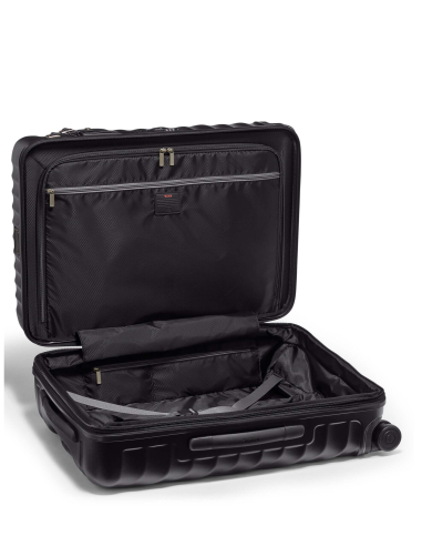 Valise soute extensible Medium 66 cm TUMI 19 Degree Texture Black Texture, intérieur ouvert avec séparateur zippé