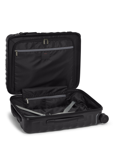 Valise cabine Slim 55 cm TUMI 19 Degree Texture Black Texture, intérieur ouvert avec séparateur zippé