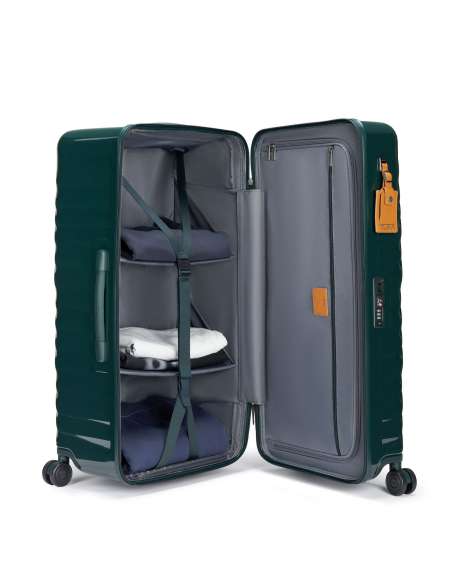 Valise Trunk Large 79,5 cm TUMI 19 Degree Hunter Green, intérieur avec séparateurs et affaires rangées