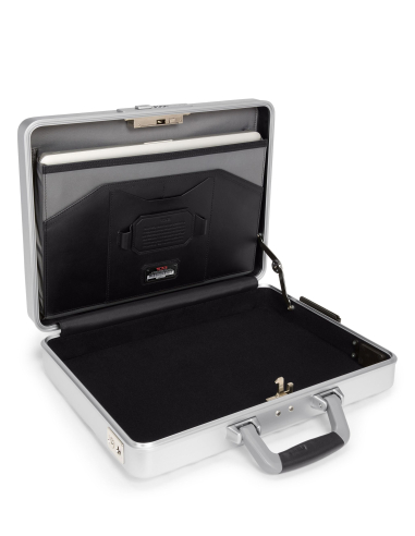 Porte-documents TUMI 19 Degree Aluminium Silver, intérieur ouvert et rangements
