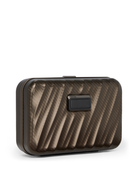 Étui à cigares TUMI 19 Degree Aluminium Texture Gunmetal, vue de face avec écusson