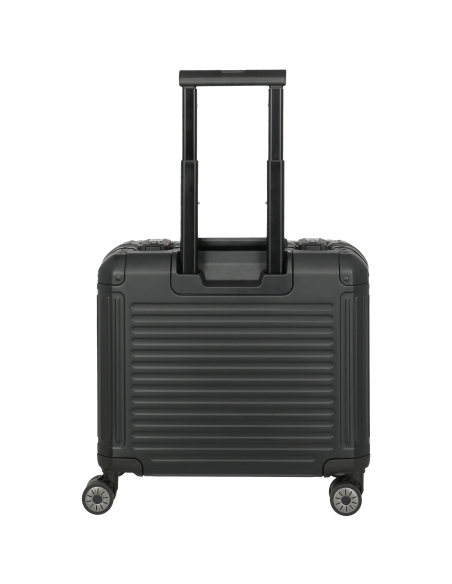 Pilot case Travelite Next 4 roues Noir, vue arrière et poignée télescopique