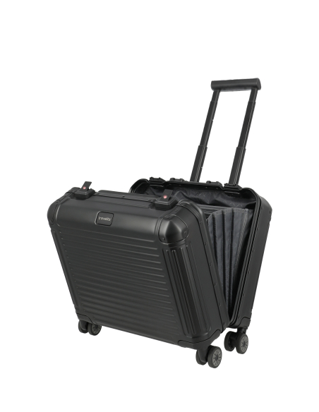 Pilot case Travelite Next 4 roues Noir, ouverture et séparateur pour documents