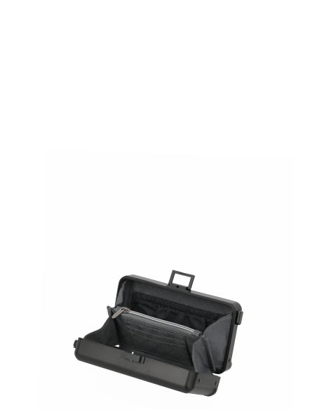 Sac à bandoulière Travelite Next Noir, intérieur ouvert et rangements