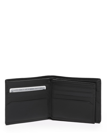 Portefeuille à volet central TUMI Alpha Black, intérieur ouvert et rangements pour cartes