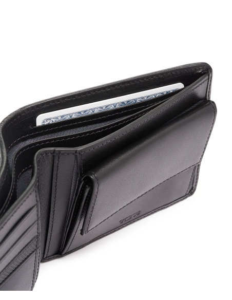 Portefeuille avec porte-monnaie TUMI Alpha Black, détail des compartiments à billets