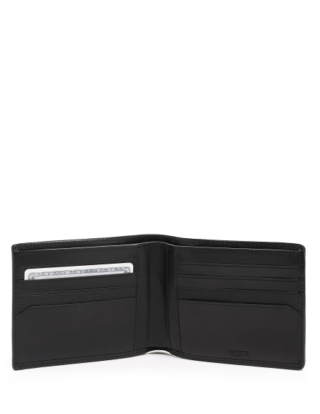 Portefeuille Global TUMI Alpha Black, intérieur ouvert et emplacements pour cartes