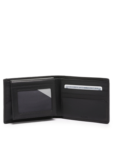 Portefeuille avec étui amovible TUMI Alpha Black, intérieur ouvert et fenêtre d’identification