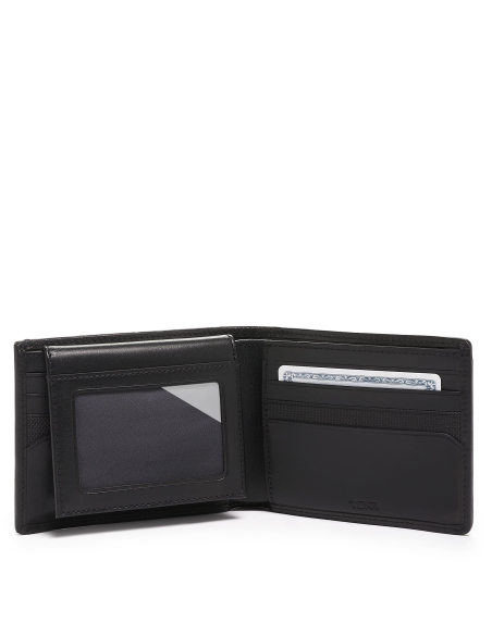 Portefeuille avec étui amovible TUMI Alpha Black, intérieur ouvert et fenêtre d’identification