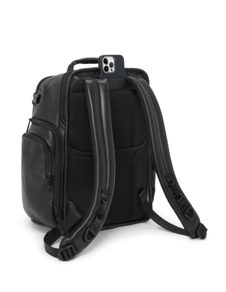 Sac à dos Brief Pack® TUMI Alpha Black, vue arrière avec bretelles et poche téléphone