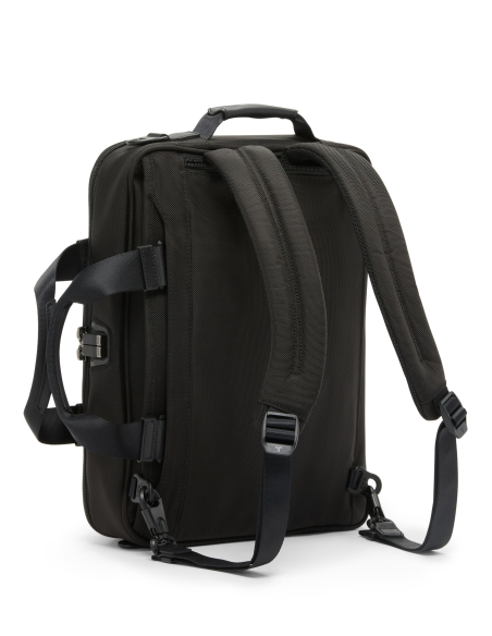 Porte-documents Three-Way TUMI Alpha Black, bretelles déployées pour le port en sac à dos