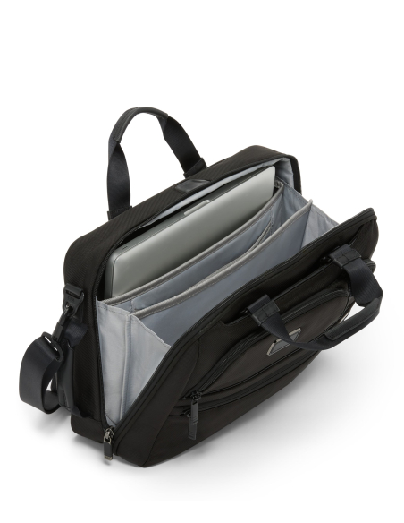 Porte-documents Three-Way TUMI Alpha Black, compartiment ordinateur ouvert
