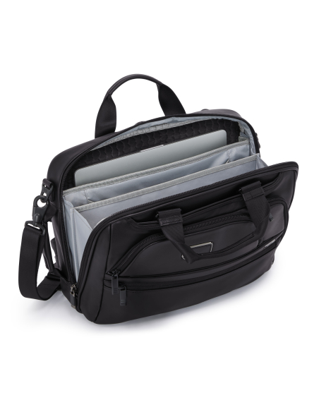 Porte-documents Three-Way TUMI Alpha Black, compartiment ordinateur ouvert