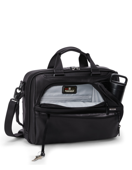 Porte-documents Three-Way TUMI Alpha Black, poche avant ouverte