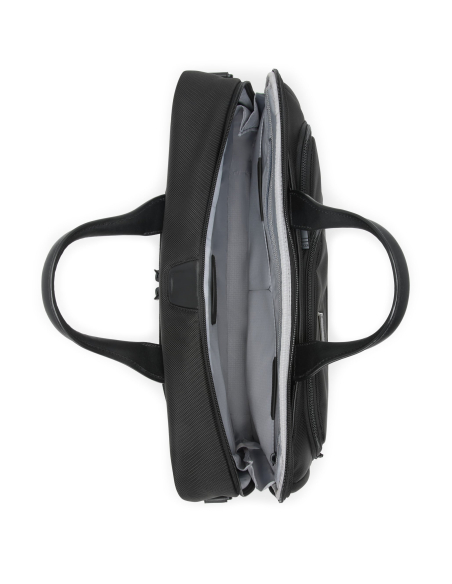 Porte-documents Large TUMI Alpha Black, compartiment ordinateur ouvert vu du dessus