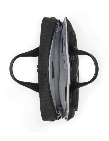Porte-documents Large TUMI Alpha Black, compartiment ordinateur ouvert vu du dessus