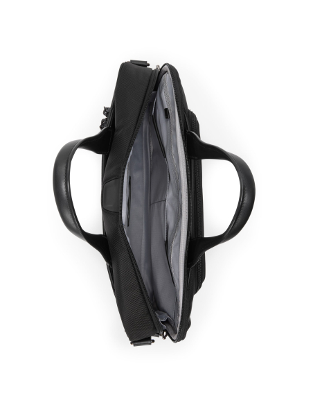 Porte-documents Medium TUMI Alpha Black, compartiment ordinateur ouvert vu du dessus